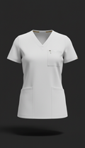 Sterile White Tailored Scrub Top