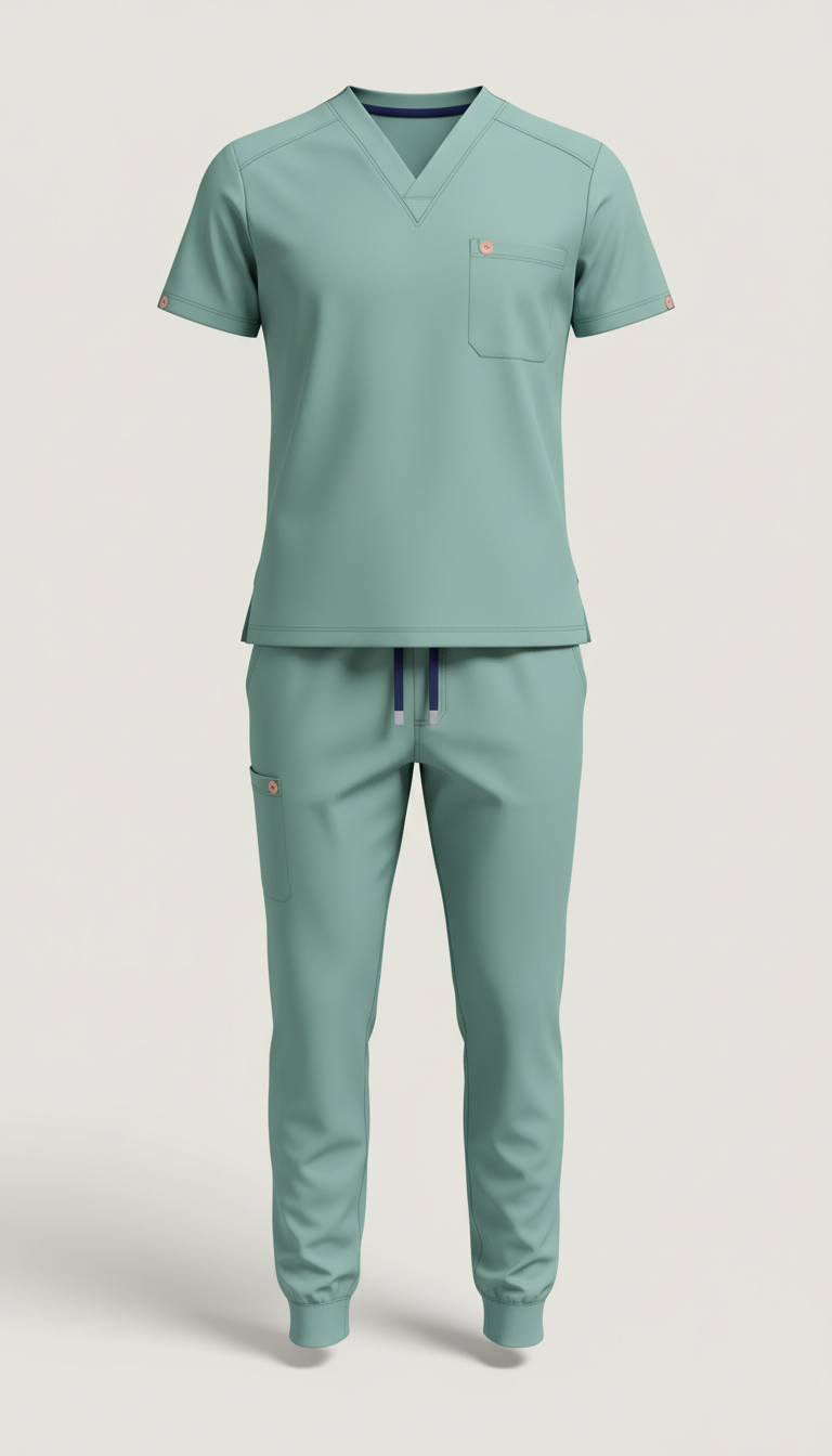 Seafoam teal men’s structured jogger scrubs