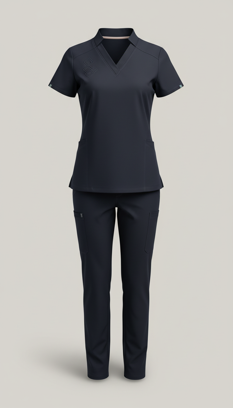 Midnight navy tailored scrub set