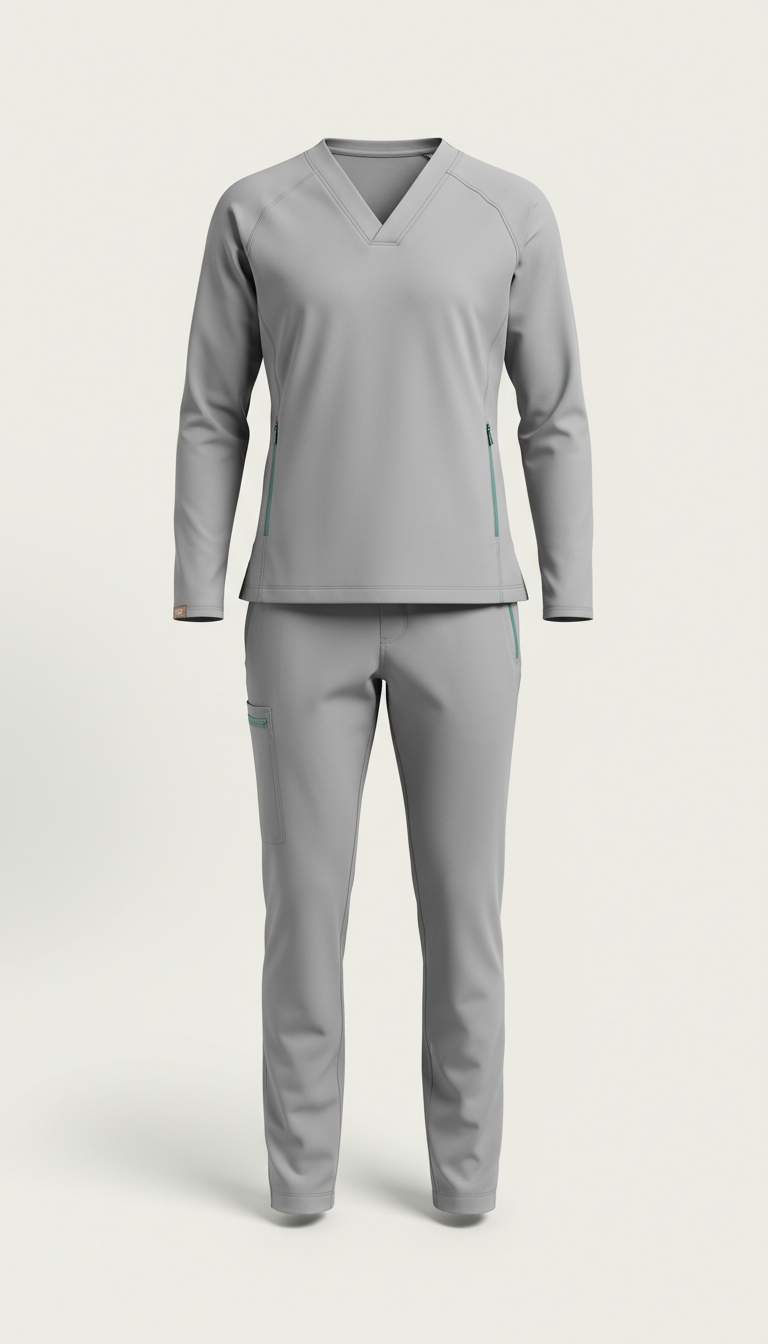 Cloud grey performance scrub top and pants